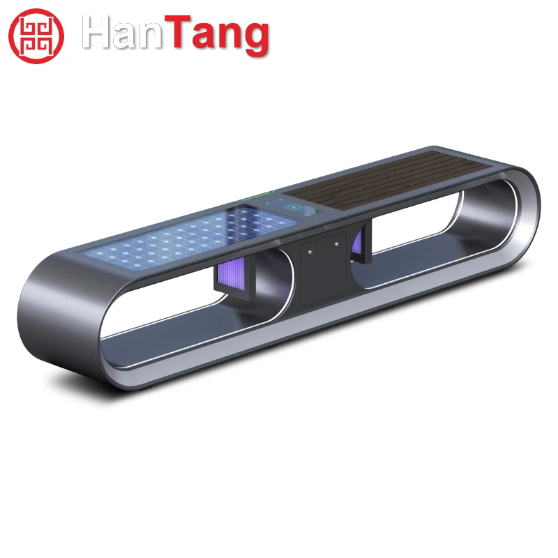 Solar Bench with LED Lighting and Roof
