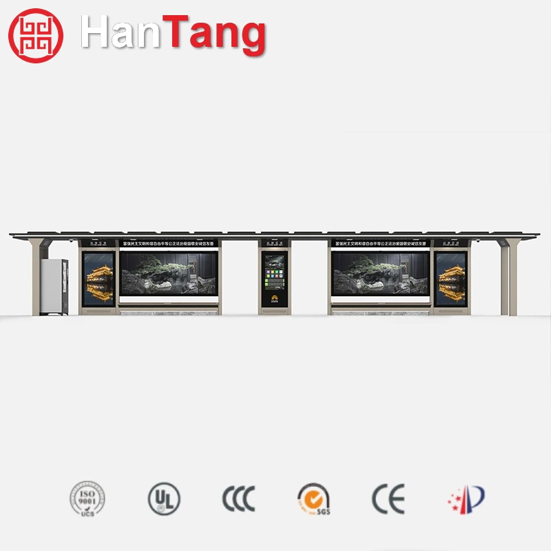 Digital Steel Solar Bus Shelter with Wireless Phone Charger