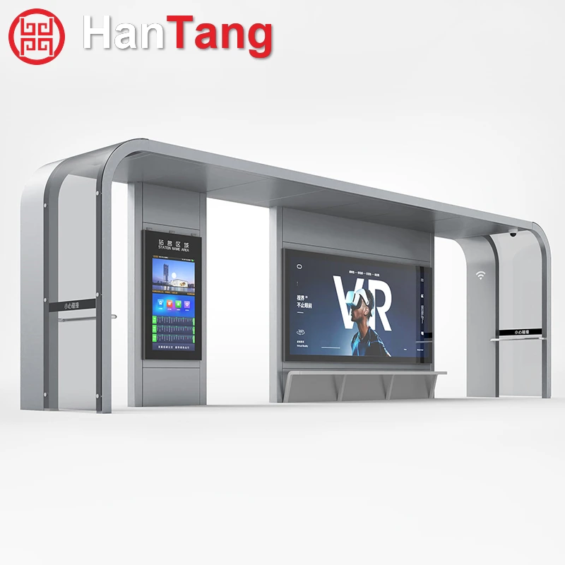 Painting Bus Shelter with PC Roof and LED Lighting
