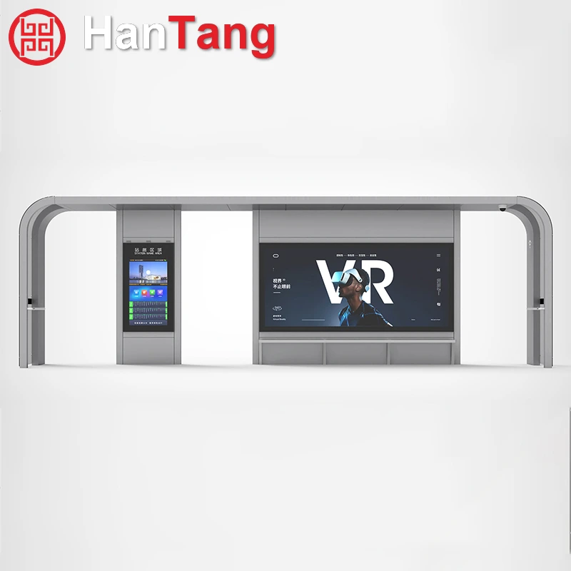 LED-Lit Stainless Steel Advertising Shelter for Bus Stops