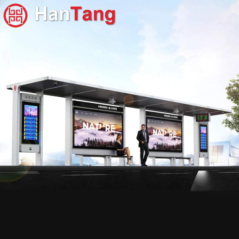 Urban Bus Shelter with Aluminum Alloy and Light Boxes