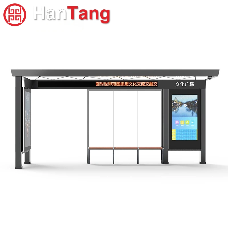 Fluorescent Light Box Bus Shelter with Metal Plate Roof Finish