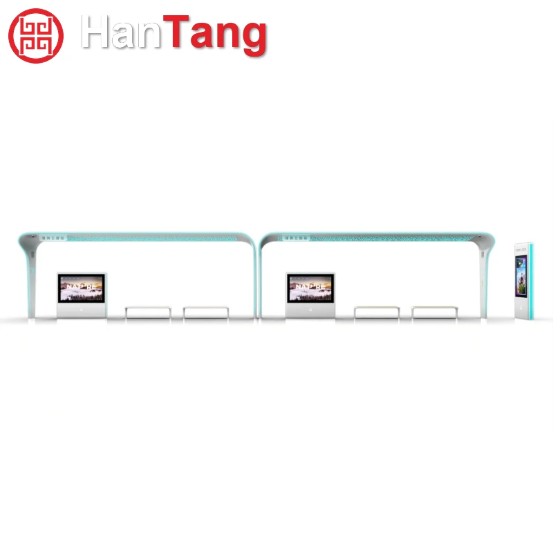 Stainless Steel LCD Display Bus Stop with Bench