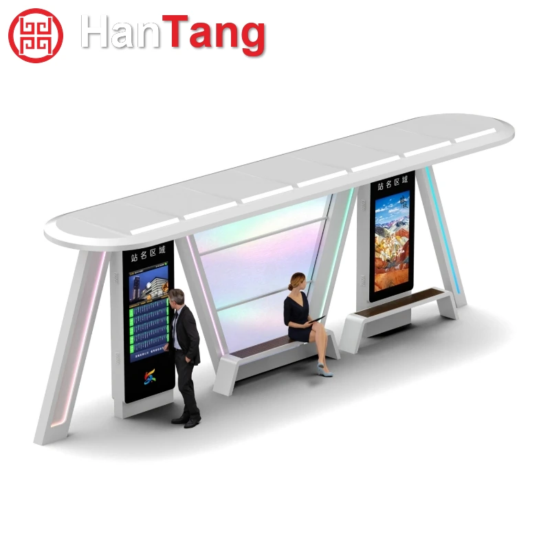 LED Bus Stop Shelter with Steel Bench