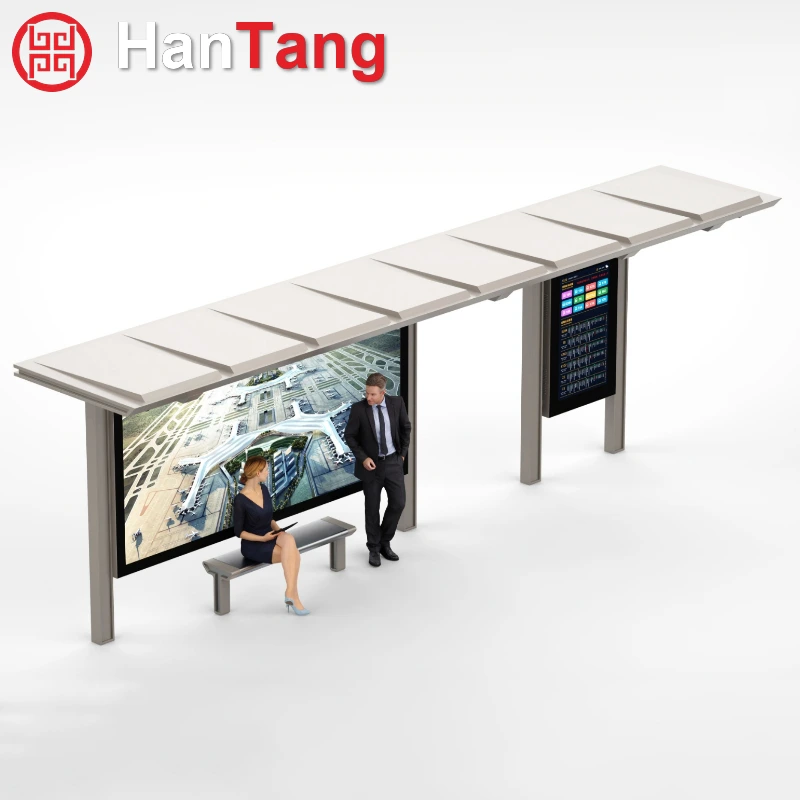 Steel Structure Bus Shelter with Tempered Glass